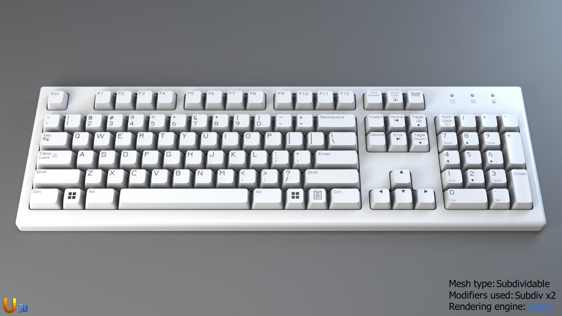 Generic Office PC Keyboard - US 3D model_7