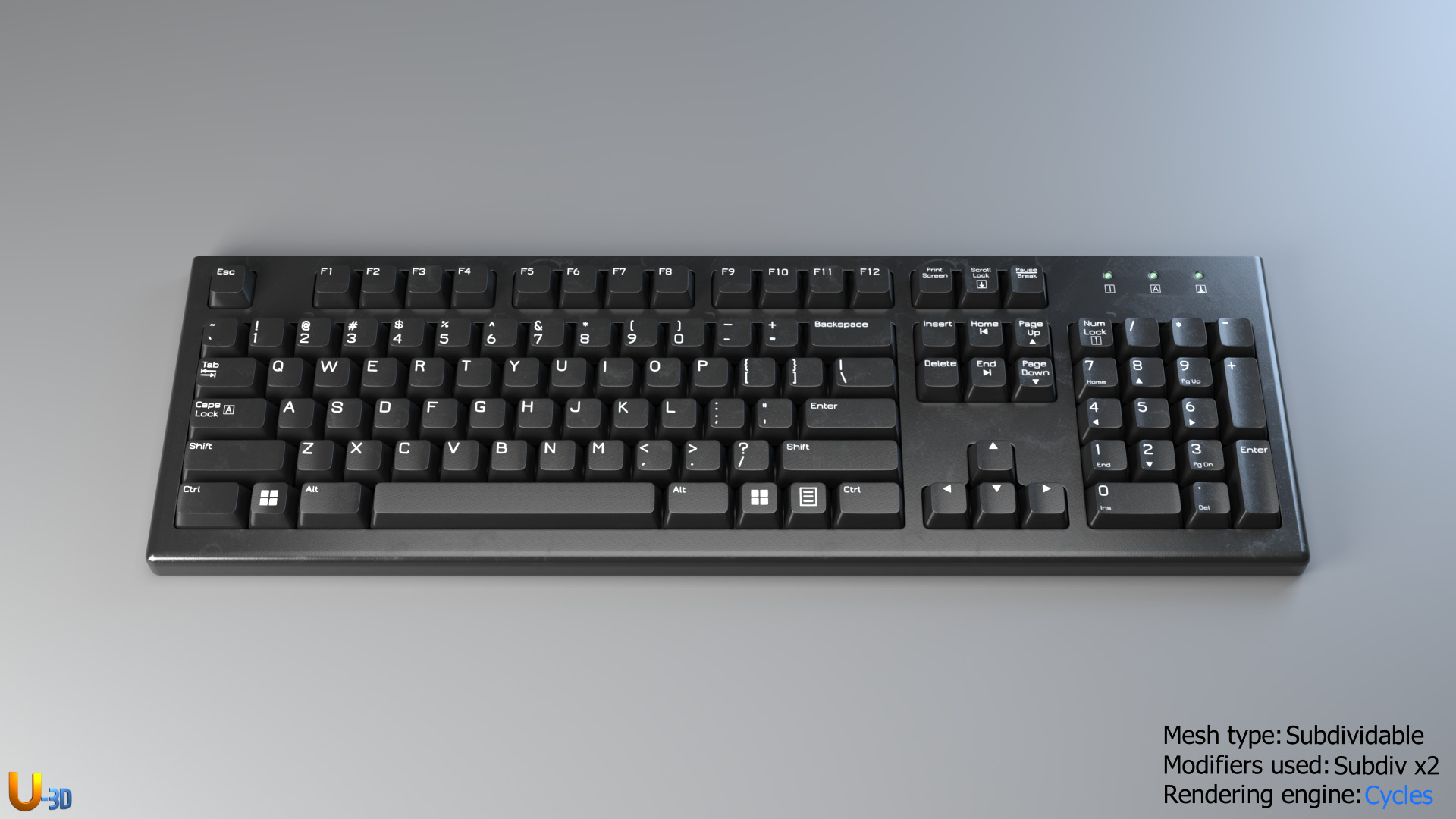 Generic Office PC Keyboard - US 3D model_1