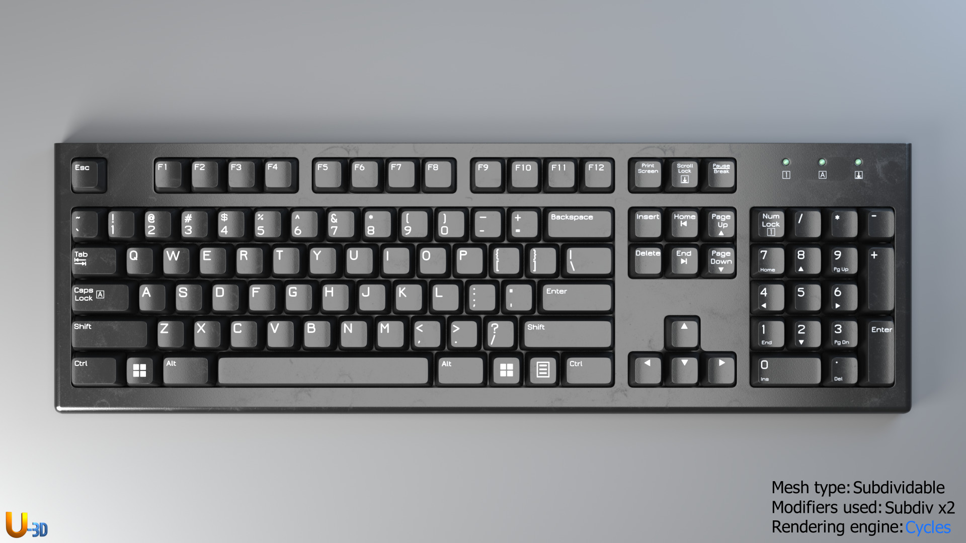 Generic Office PC Keyboard - US 3D model_3