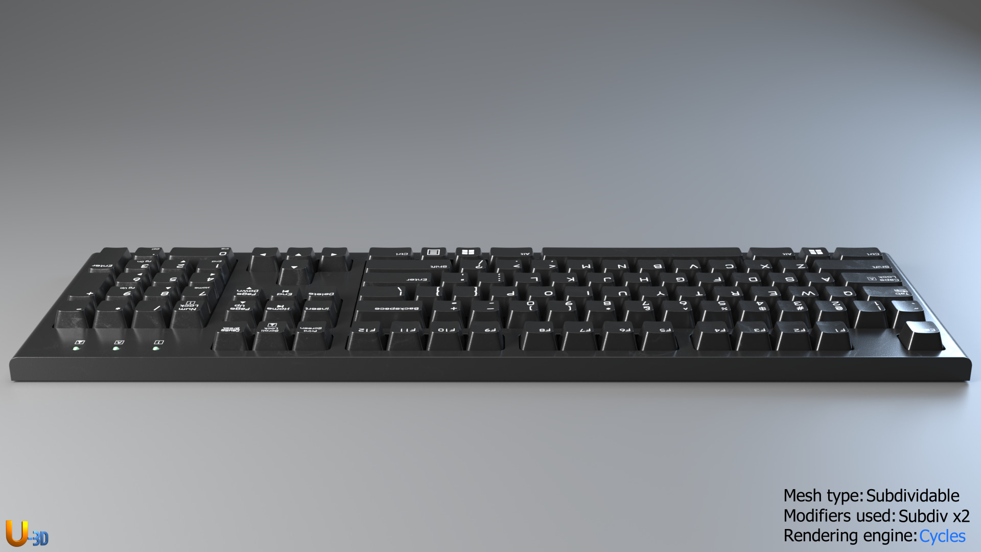 Generic Office PC Keyboard - US 3D model_5