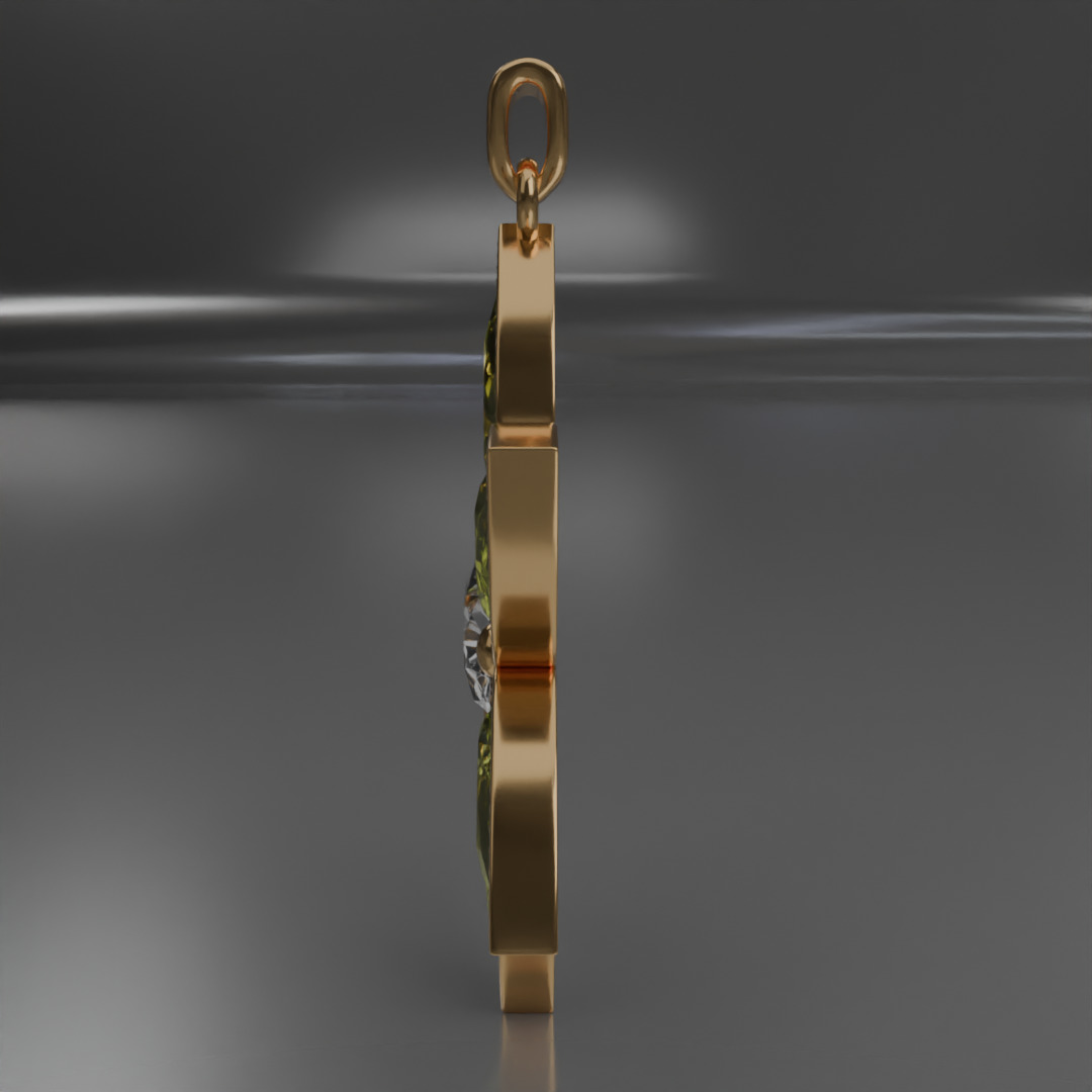 jewelry pendant Verdeluna Etoile with peridots 3D model 3D model_4