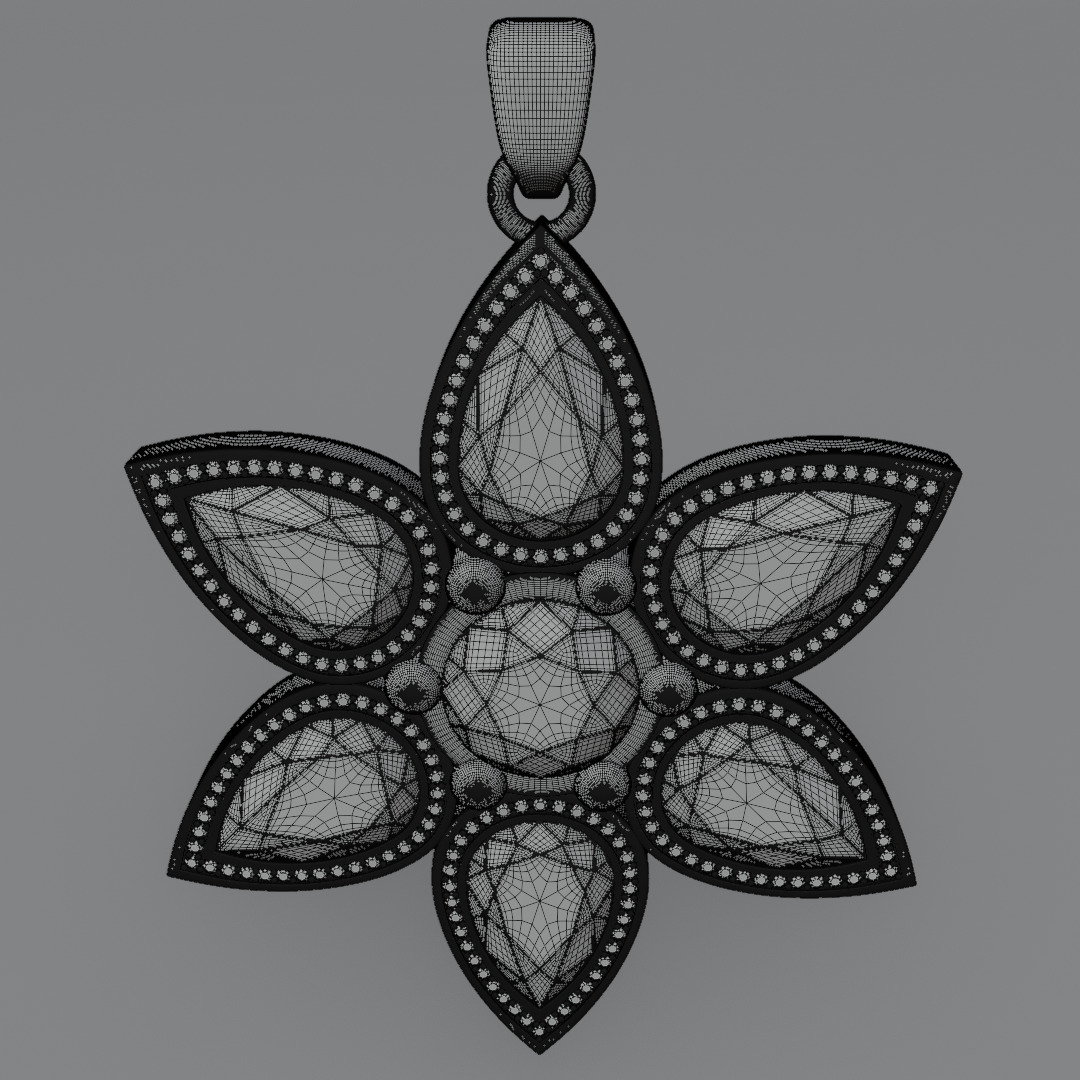 jewelry pendant Verdeluna Etoile with peridots 3D model 3D model_11