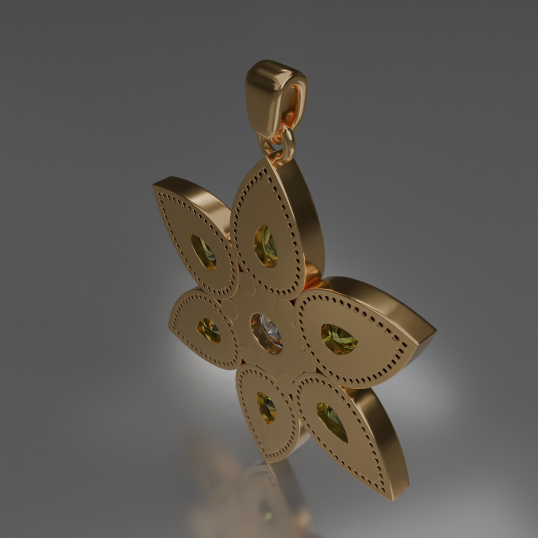 jewelry pendant Verdeluna Etoile with peridots 3D model 3D model_6