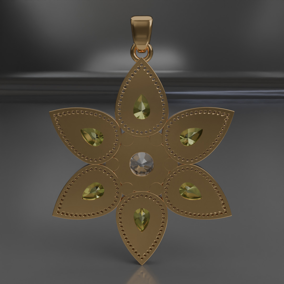 jewelry pendant Verdeluna Etoile with peridots 3D model 3D model_5