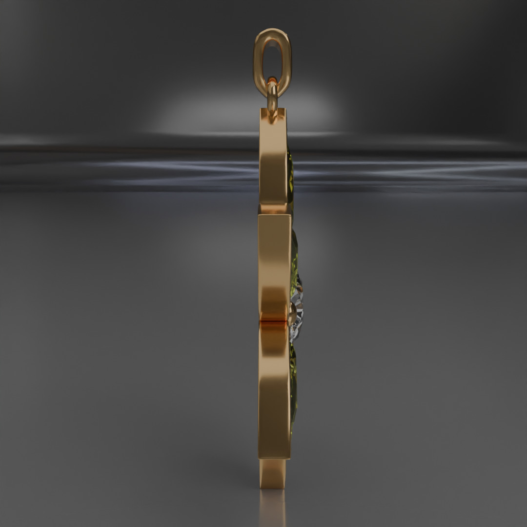 jewelry pendant Verdeluna Etoile with peridots 3D model 3D model_3