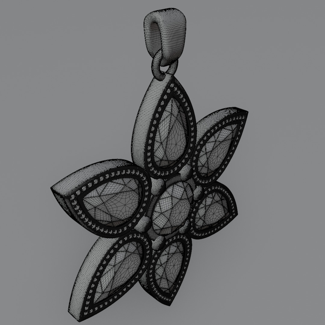 jewelry pendant Verdeluna Etoile with peridots 3D model 3D model_17
