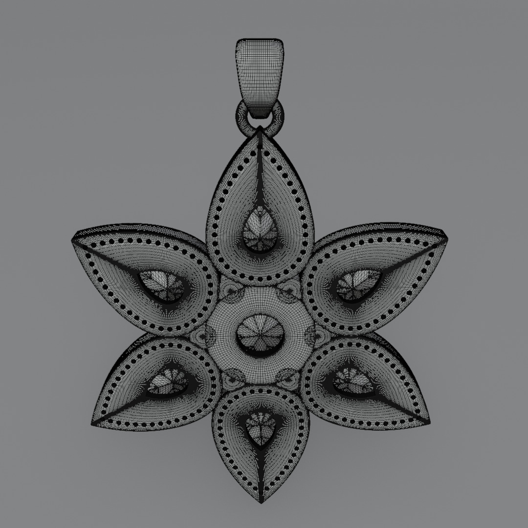jewelry pendant Verdeluna Etoile with peridots 3D model 3D model_15
