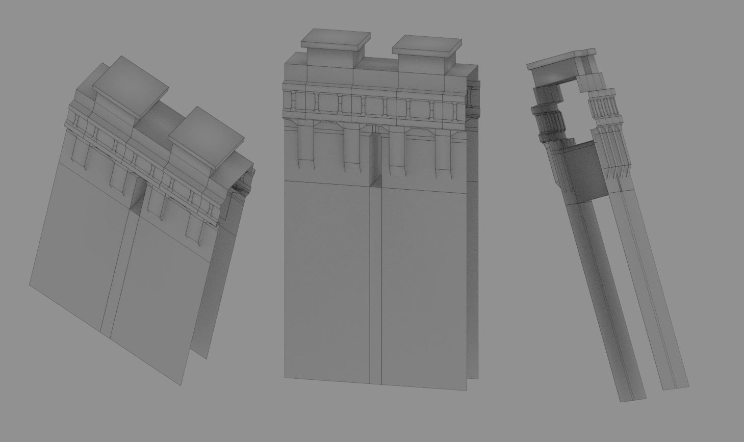 Medieval Wall Low-poly 3D model_2