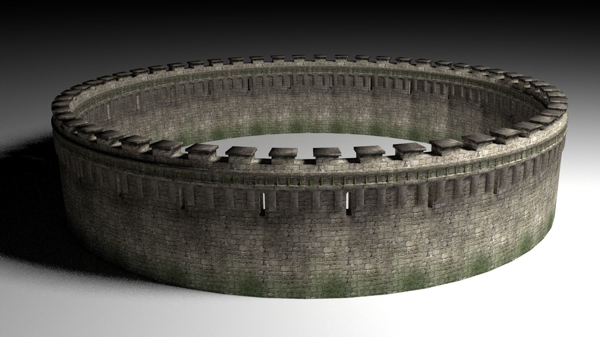 Medieval Wall Low-poly 3D model_4