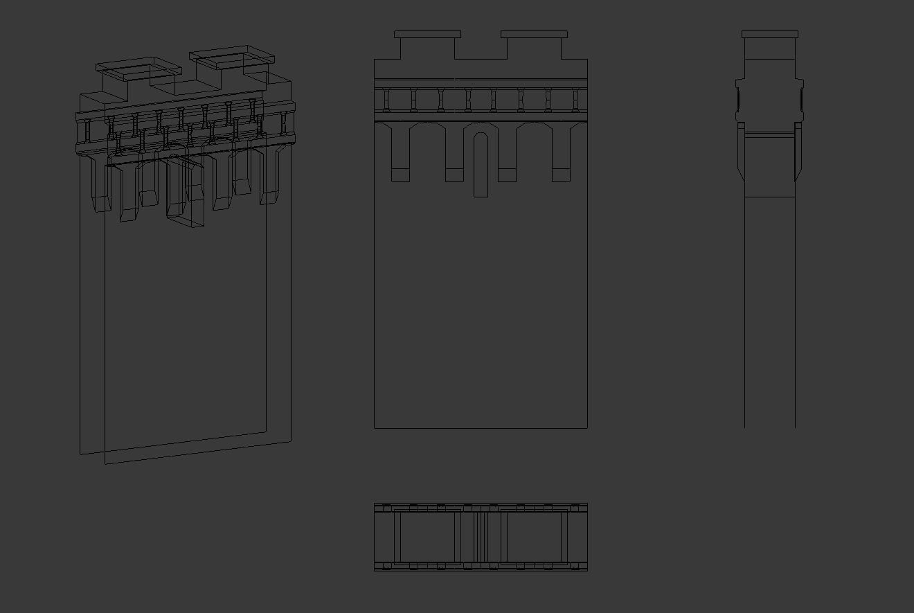 Medieval Wall Low-poly 3D model_3