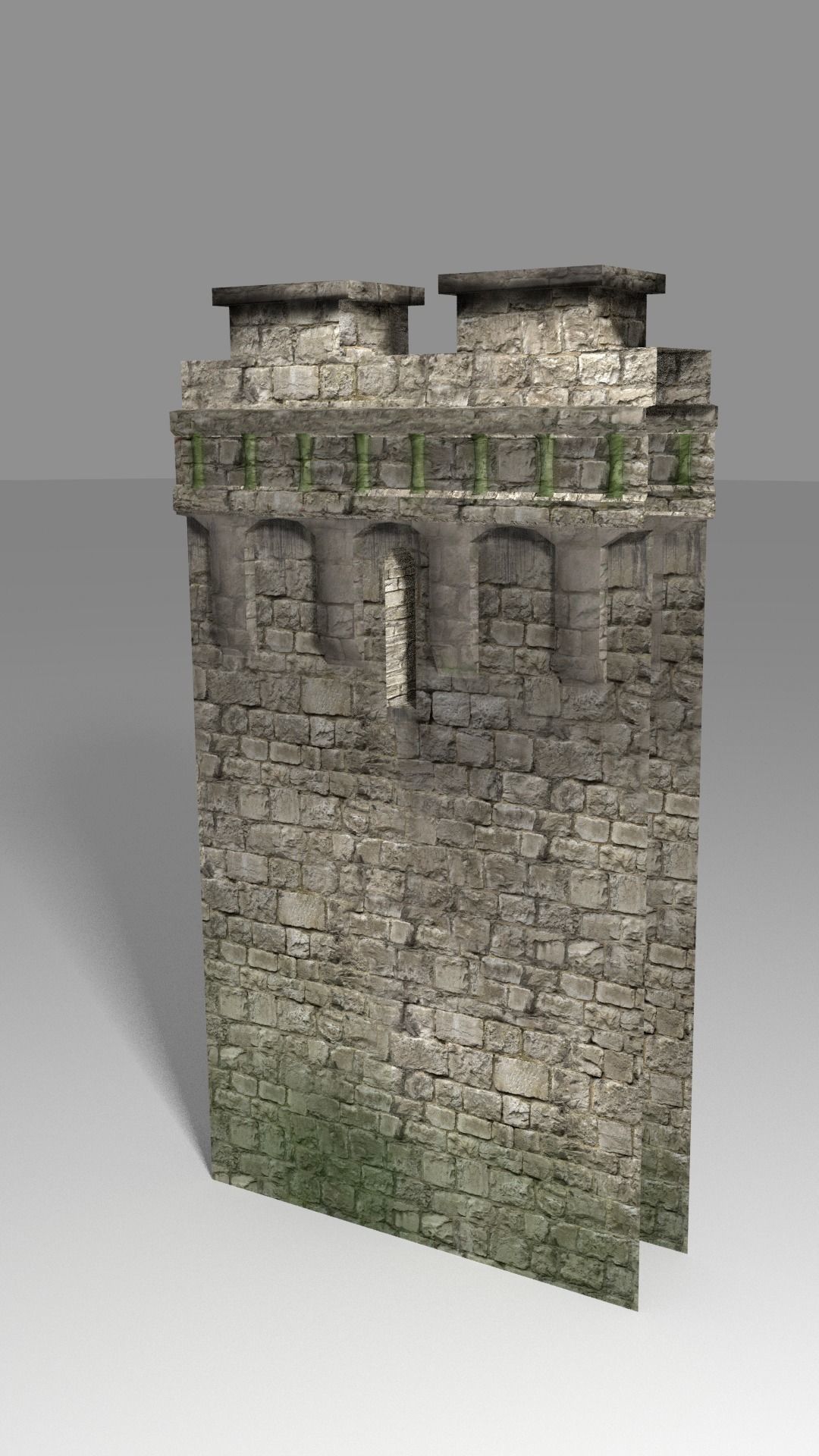 Medieval Wall Low-poly 3D model_0