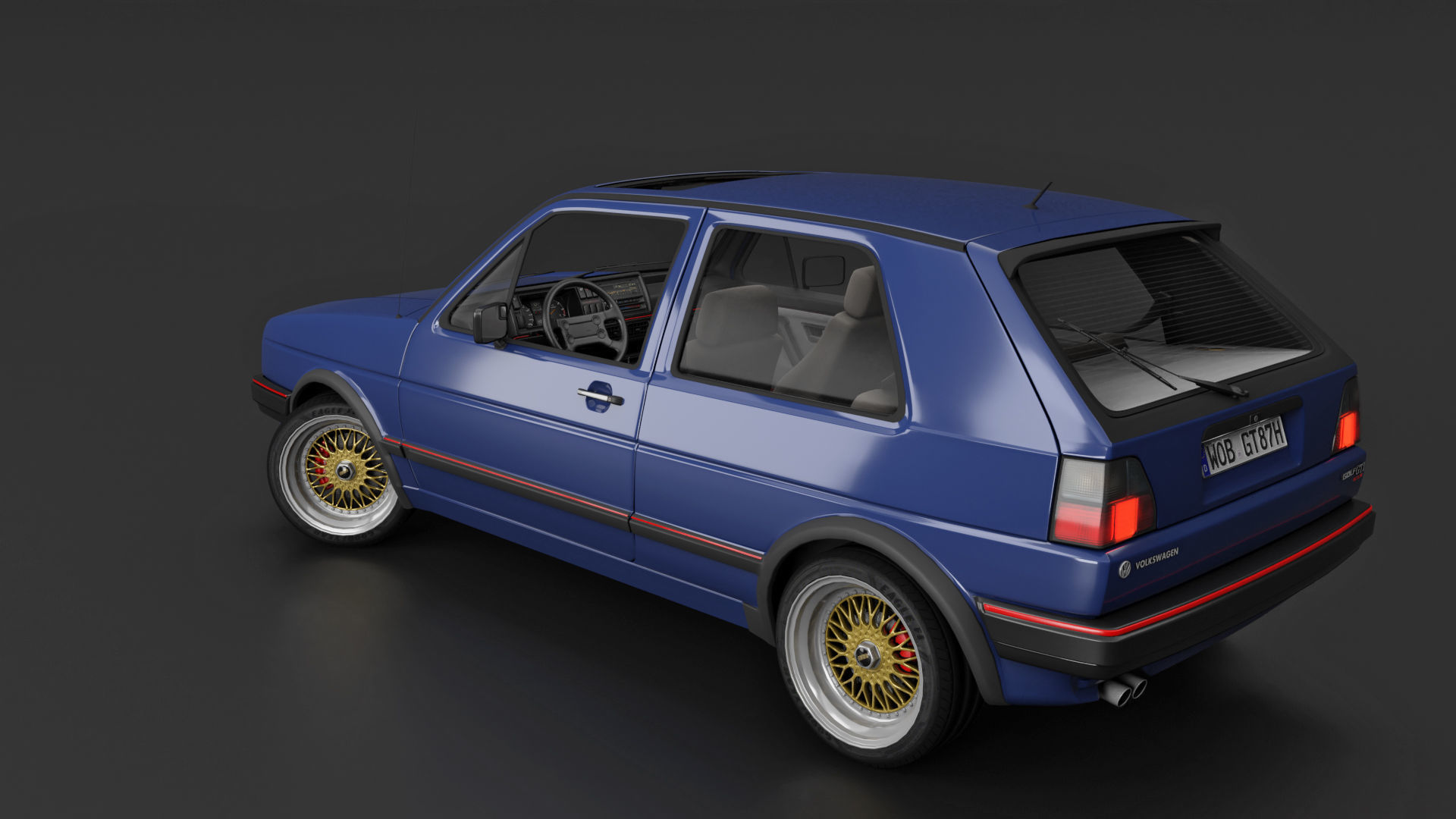 VW Golf GTI 16V MK2 - Complete Model  3D model_24