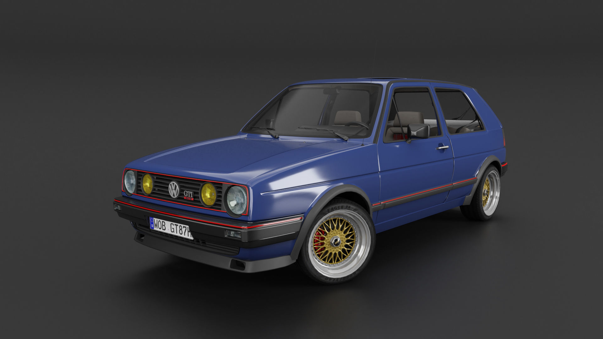 VW Golf GTI 16V MK2 - Complete Model  3D model_33