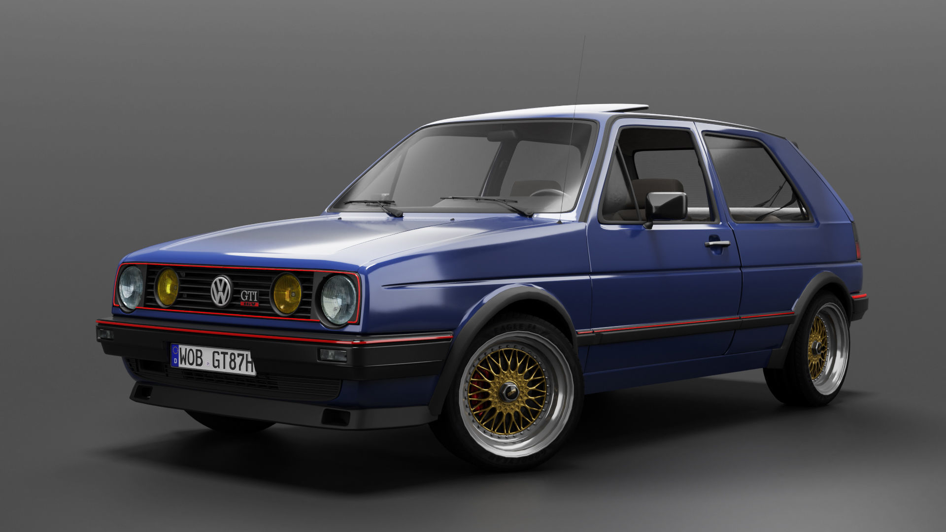 VW Golf GTI 16V MK2 - Complete Model  3D model_1