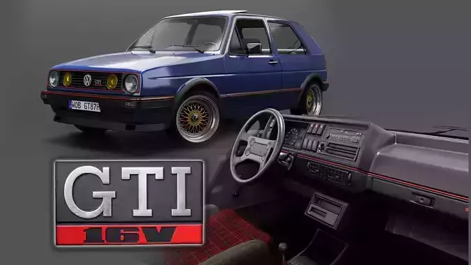 VW Golf GTI 16V MK2 - Complete Model  3D model