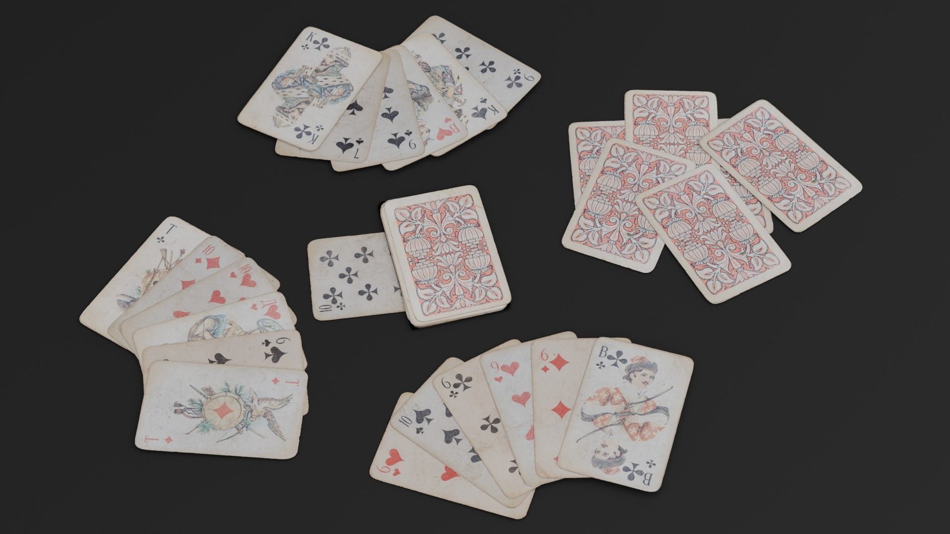 Card Board Game old ones Low-poly 3D model_6