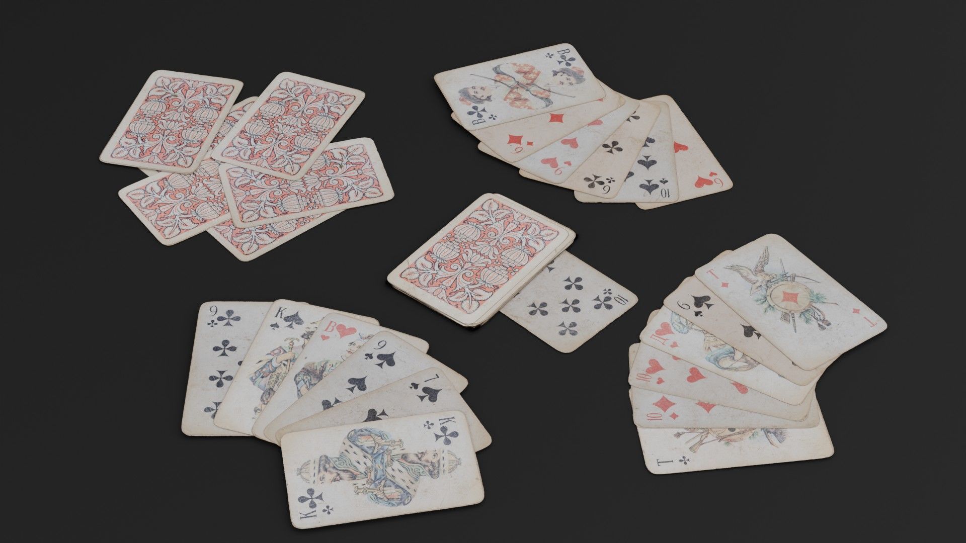 Card Board Game old ones Low-poly 3D model_4