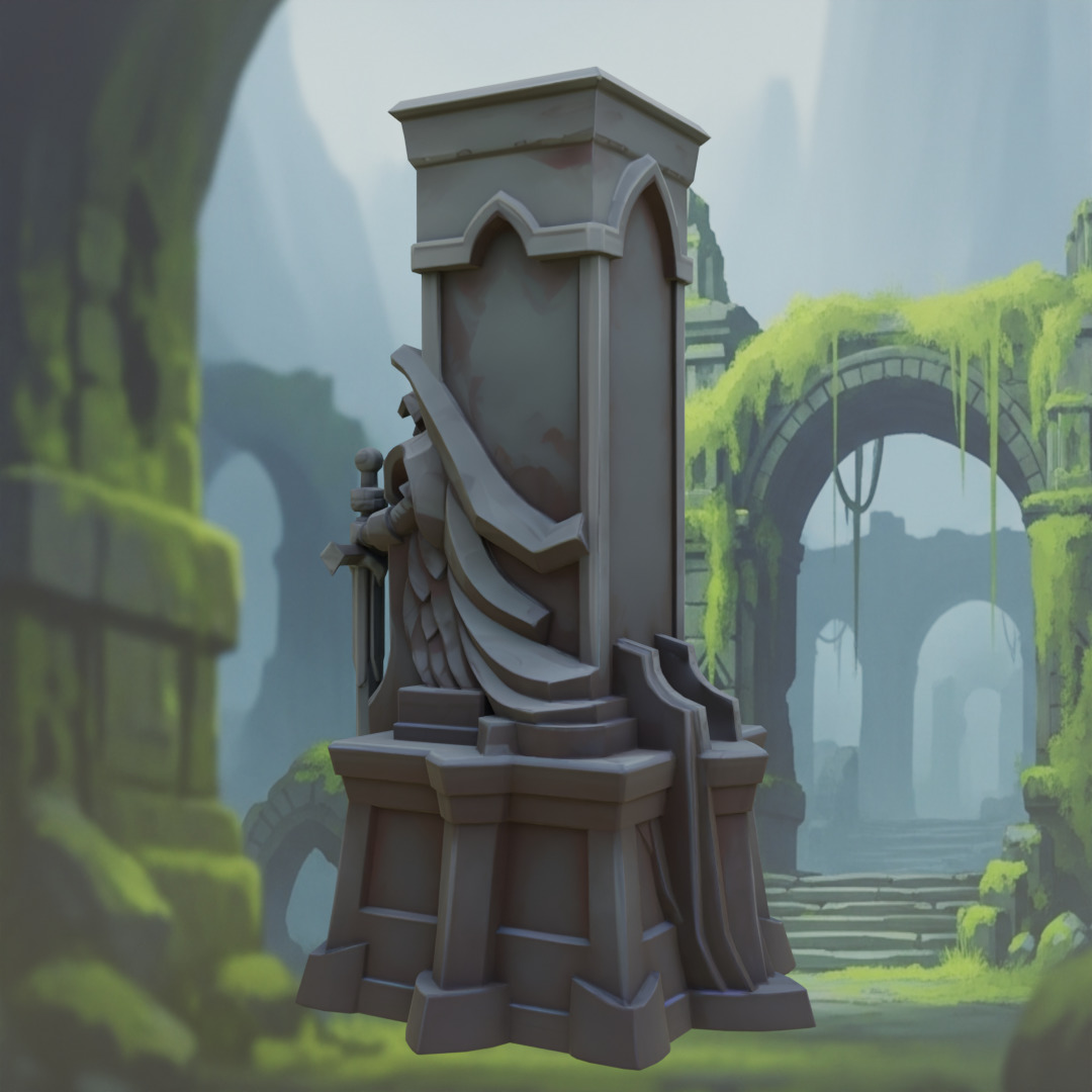 Stylized Fantasy Guardian Stone Statue Pillar Low-poly 3D model_9