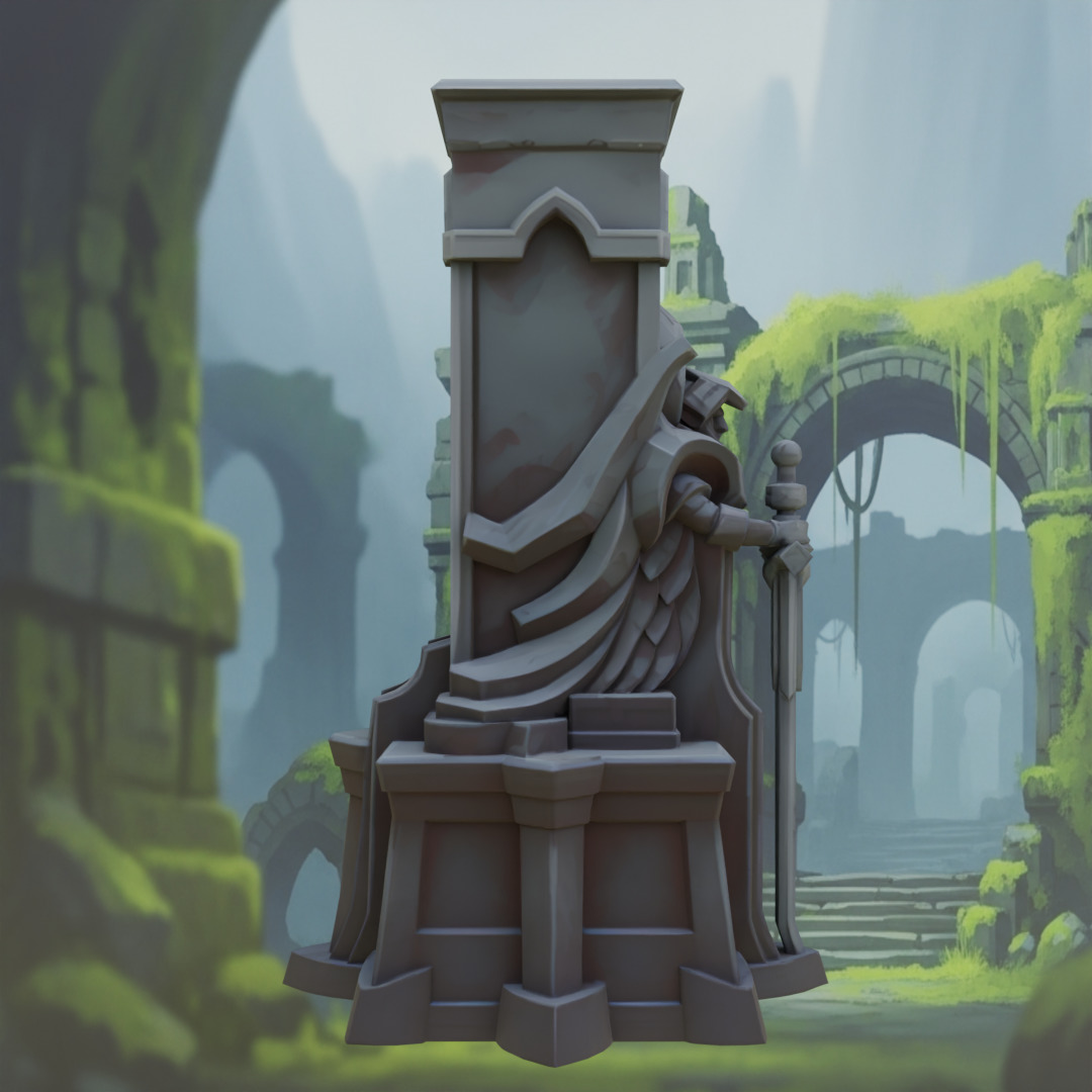 Stylized Fantasy Guardian Stone Statue Pillar Low-poly 3D model_2