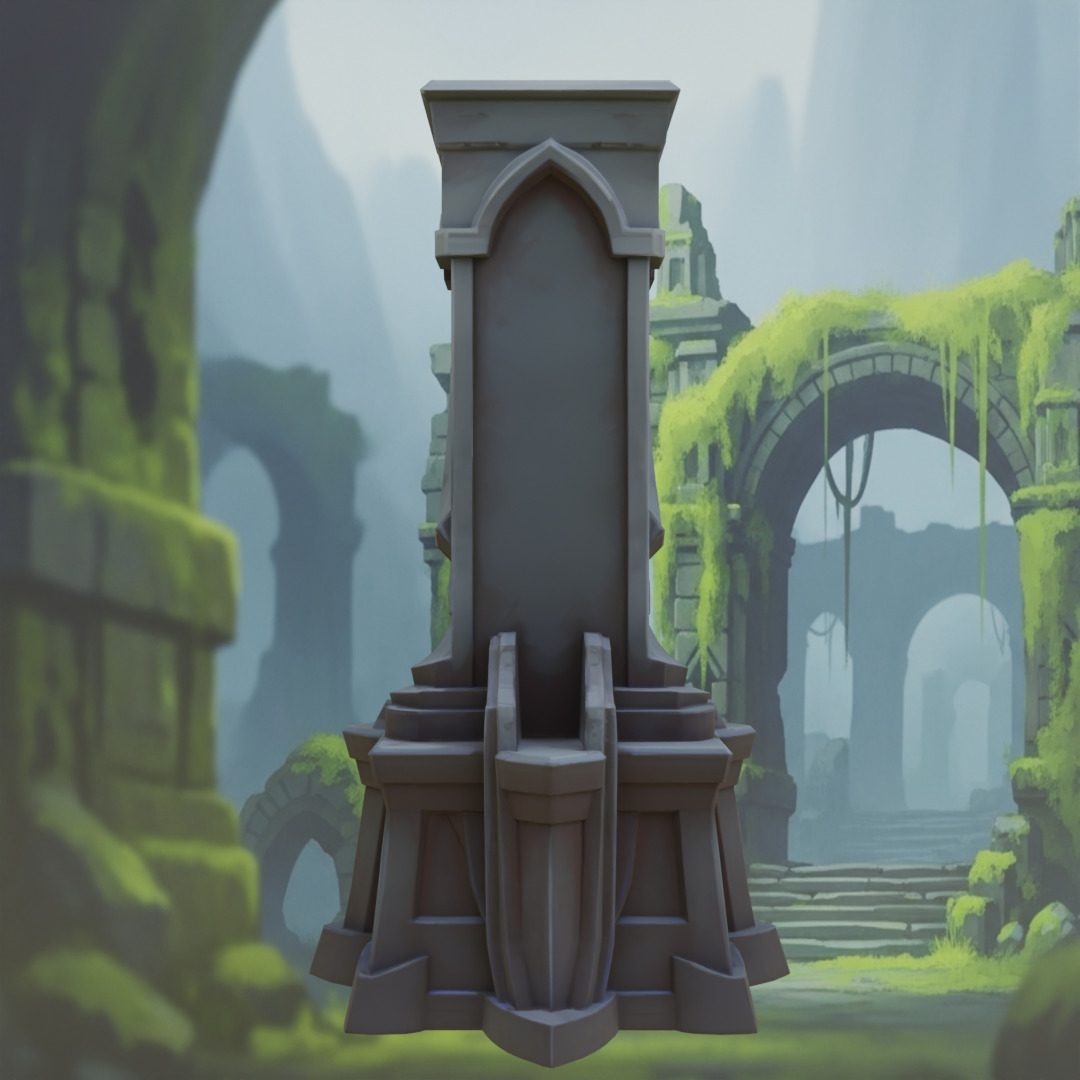 Stylized Fantasy Guardian Stone Statue Pillar Low-poly 3D model_11