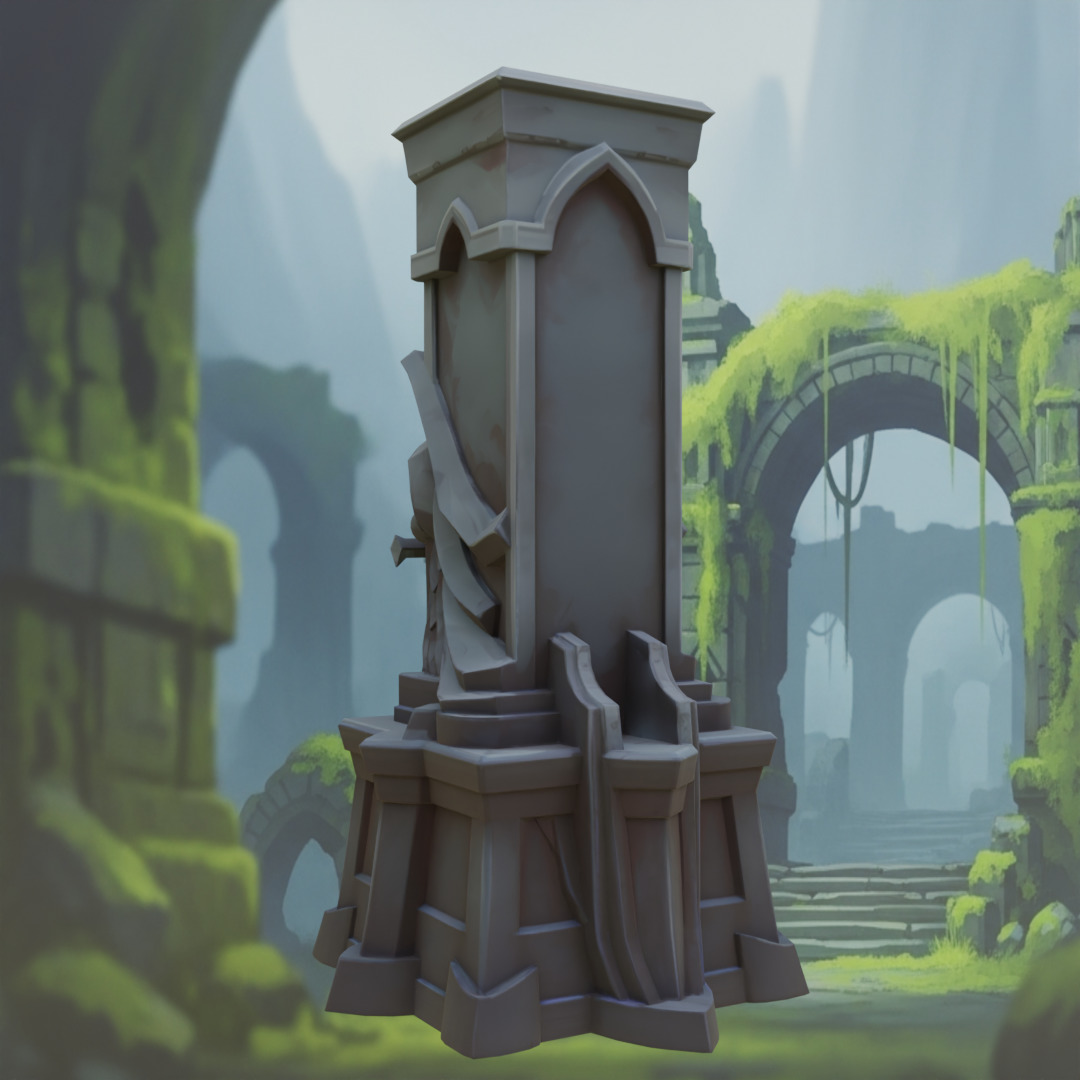 Stylized Fantasy Guardian Stone Statue Pillar Low-poly 3D model_10