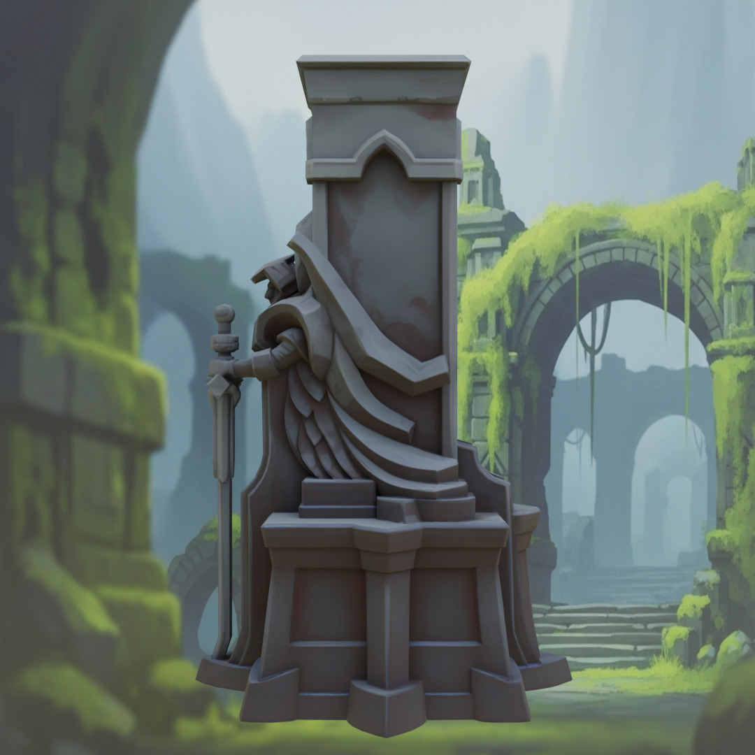 Stylized Fantasy Guardian Stone Statue Pillar Low-poly 3D model_8