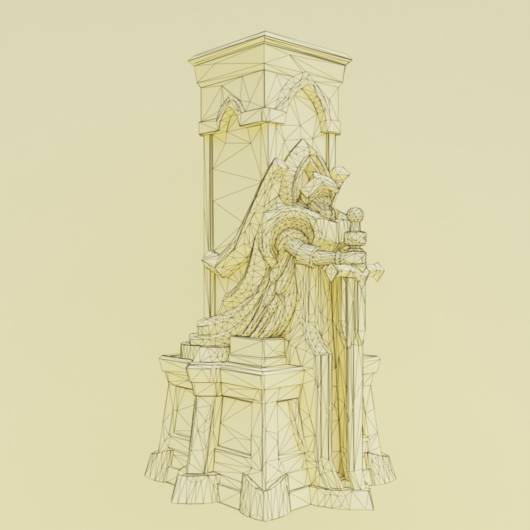 Stylized Fantasy Guardian Stone Statue Pillar Low-poly 3D model_14