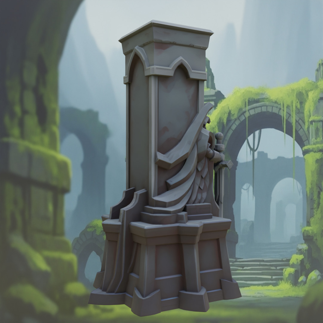 Stylized Fantasy Guardian Stone Statue Pillar Low-poly 3D model_13