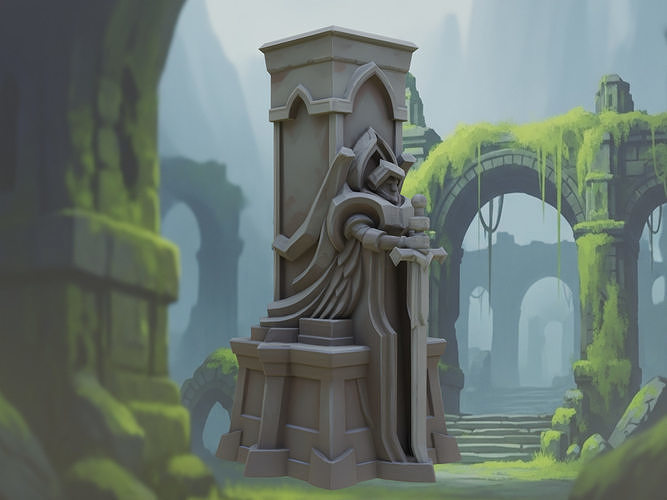 Stylized Fantasy Guardian Stone Statue Pillar Printable Free 3D print model