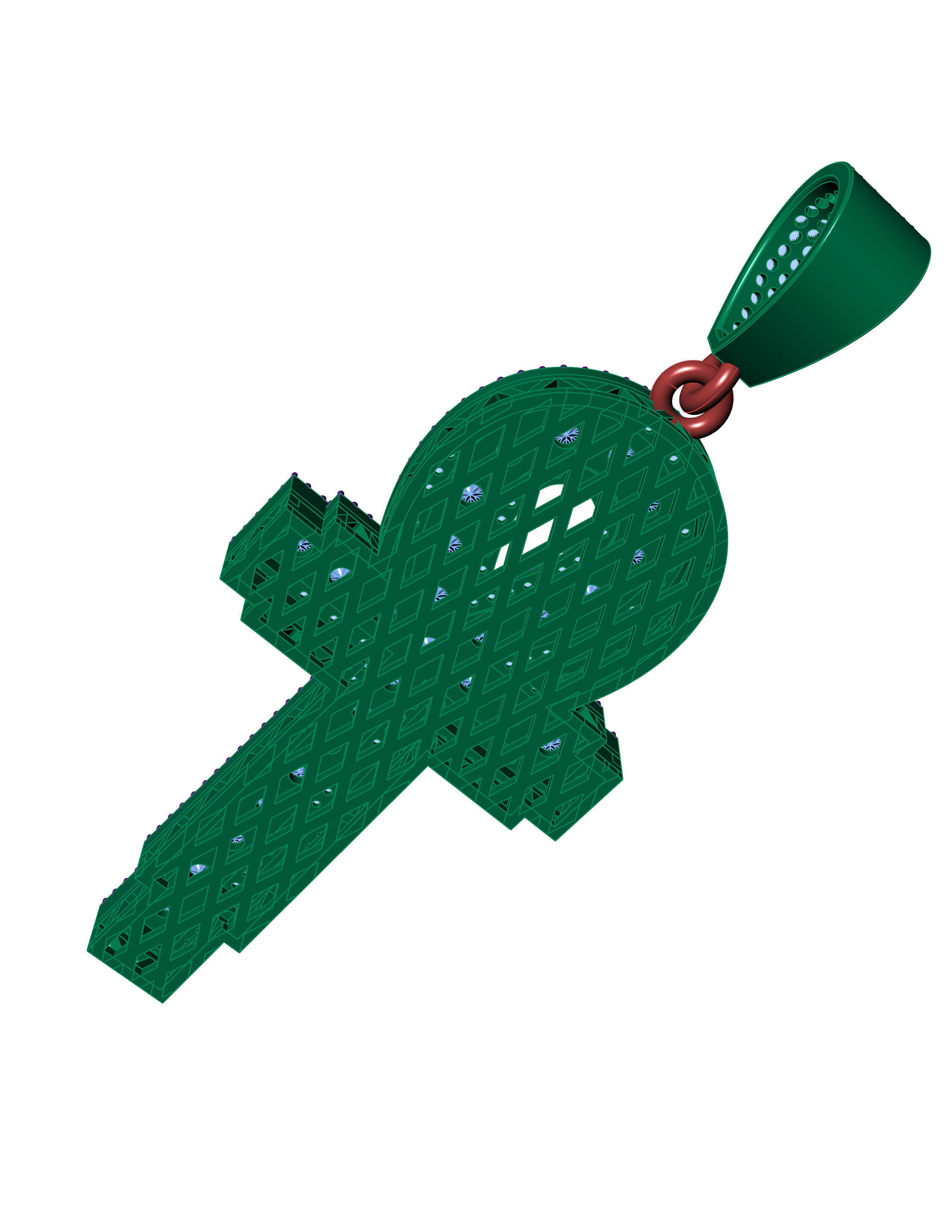 DIAMOND CROSS PENDANT 3D print Model 3D print model_9