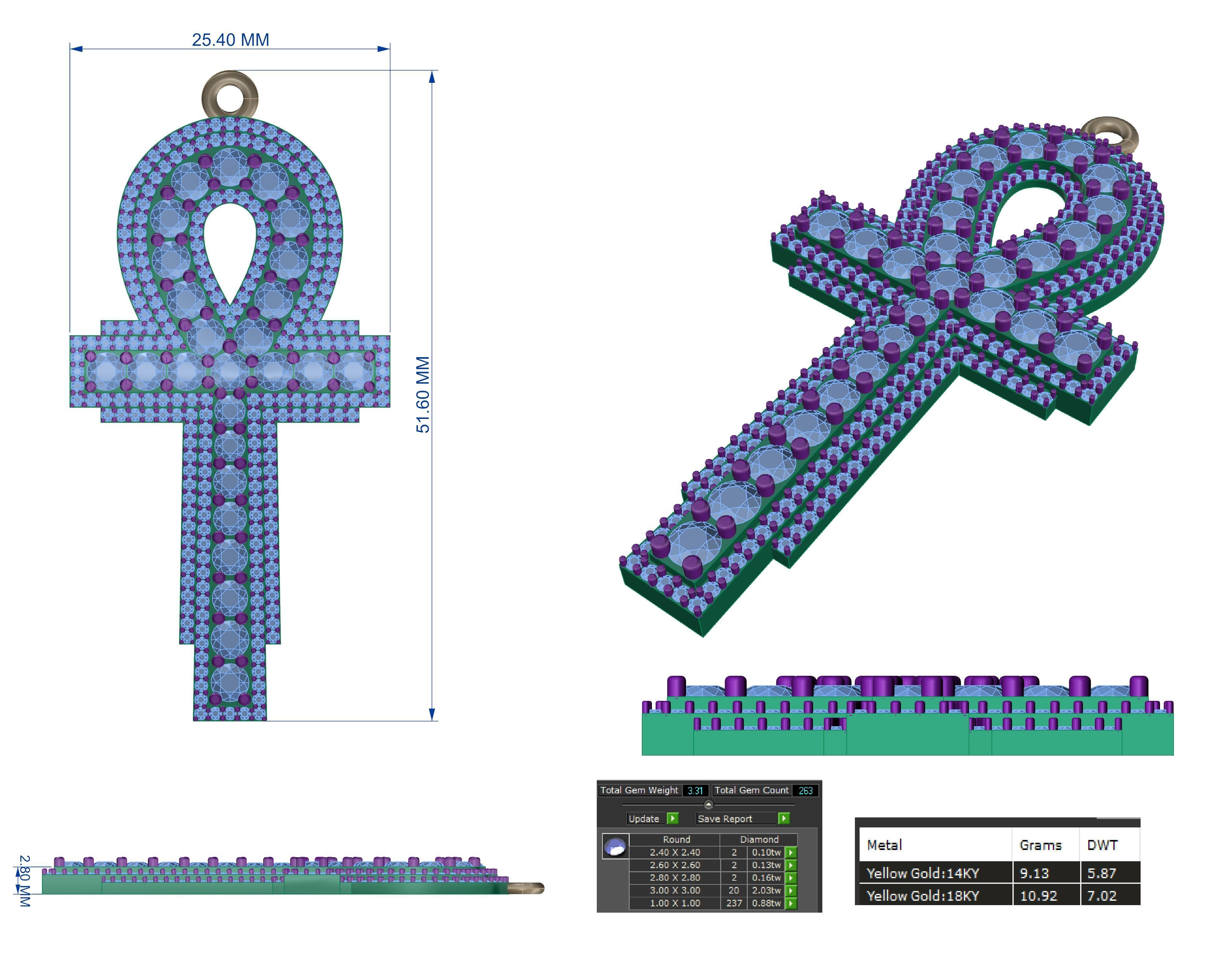 DIAMOND CROSS PENDANT 3D print Model 3D print model_10