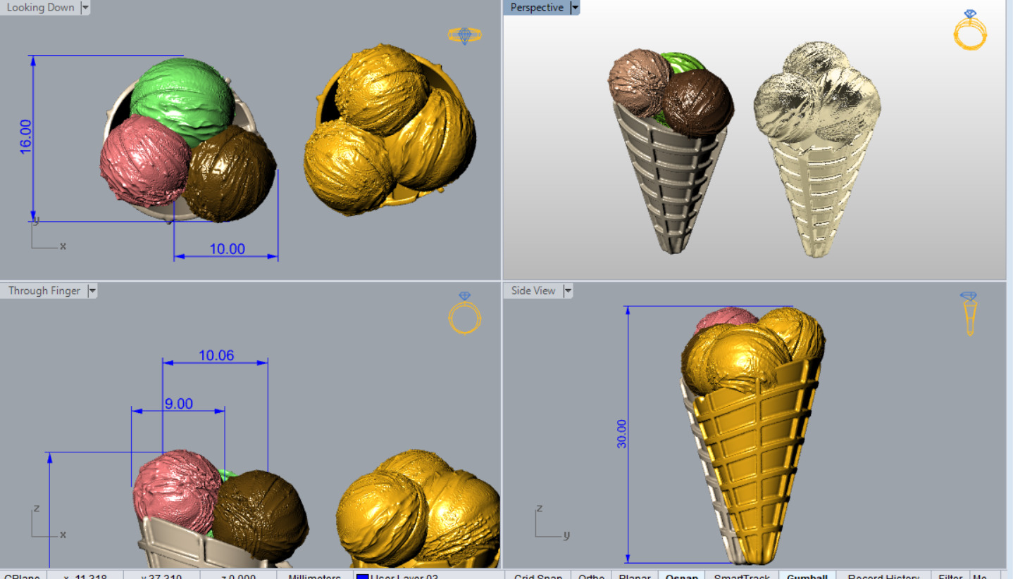 Ice Cream Realistic Stylized 3D Printable Charm Game Meta Asset 3D print model_1