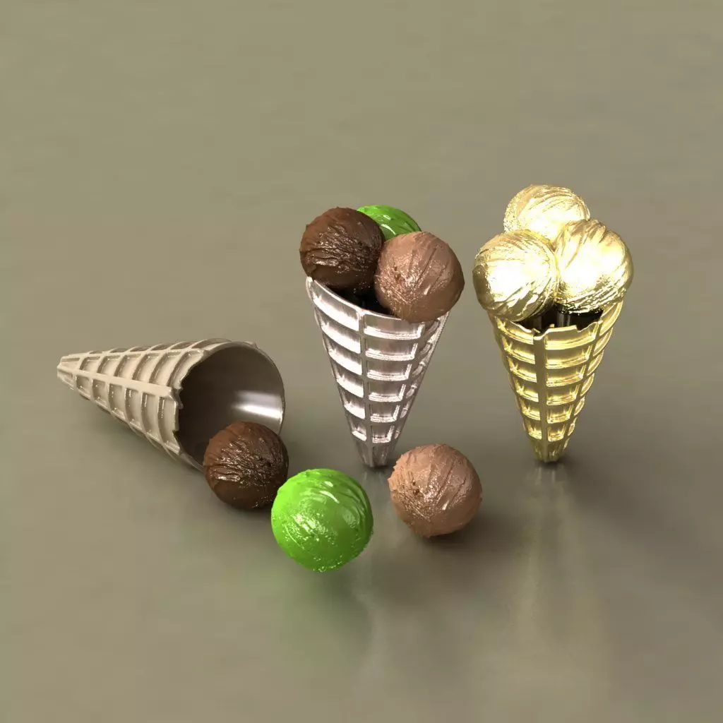 Ice Cream Realistic Stylized 3D Printable Charm Game Meta Asset 3D print model_0