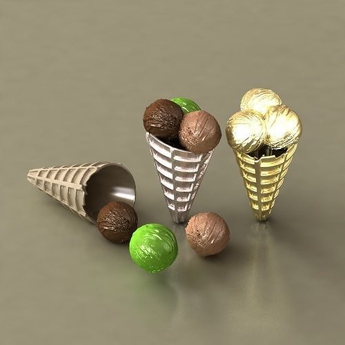Ice Cream Realistic Stylized 3D Printable Charm Game Meta Asset 3D print model