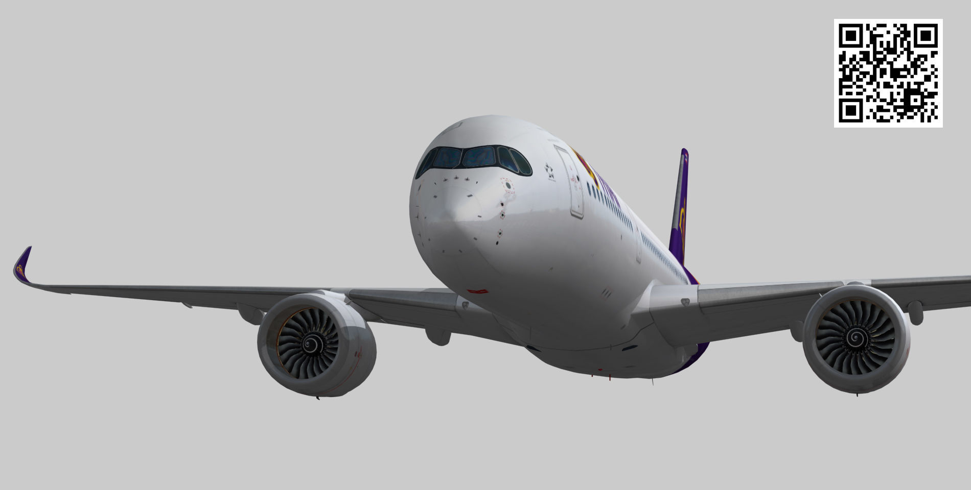 Airbus A350-900 XWB Thai Airways Low-poly 3D model_3