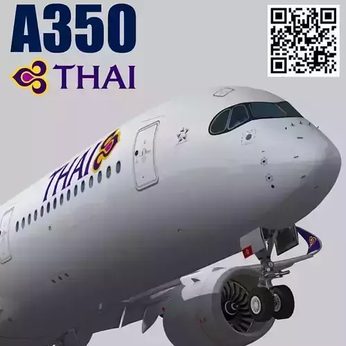 Airbus A350-900 XWB Thai Airways Low-poly 3D model