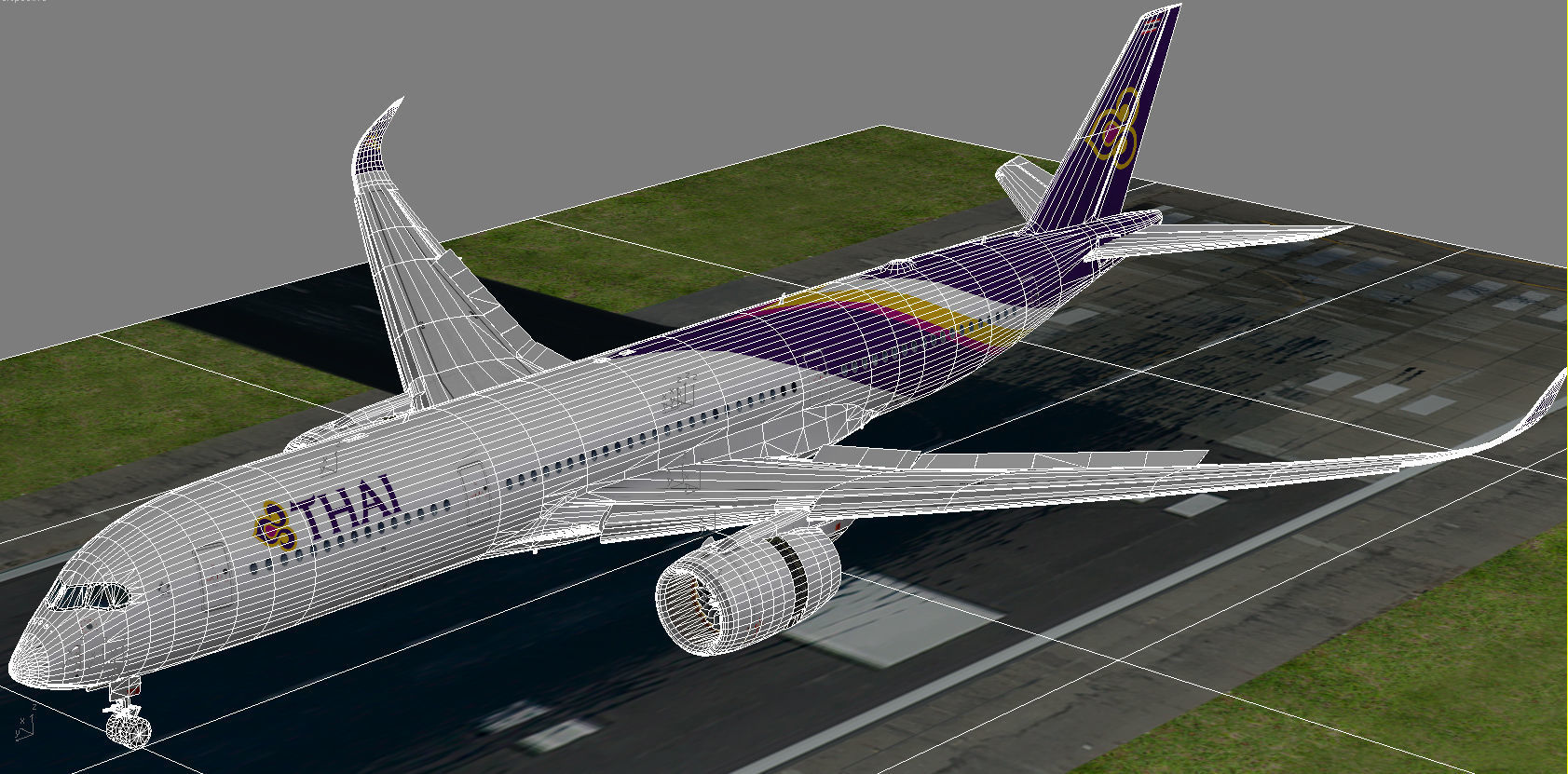 Airbus A350-900 XWB Thai Airways Low-poly 3D model_14