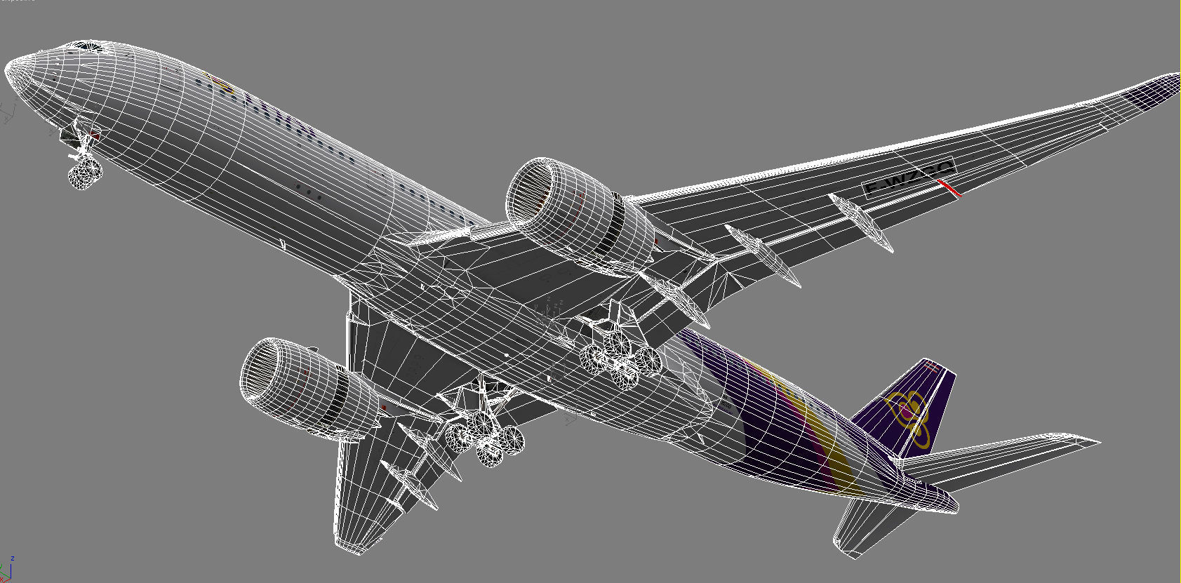 Airbus A350-900 XWB Thai Airways Low-poly 3D model_17