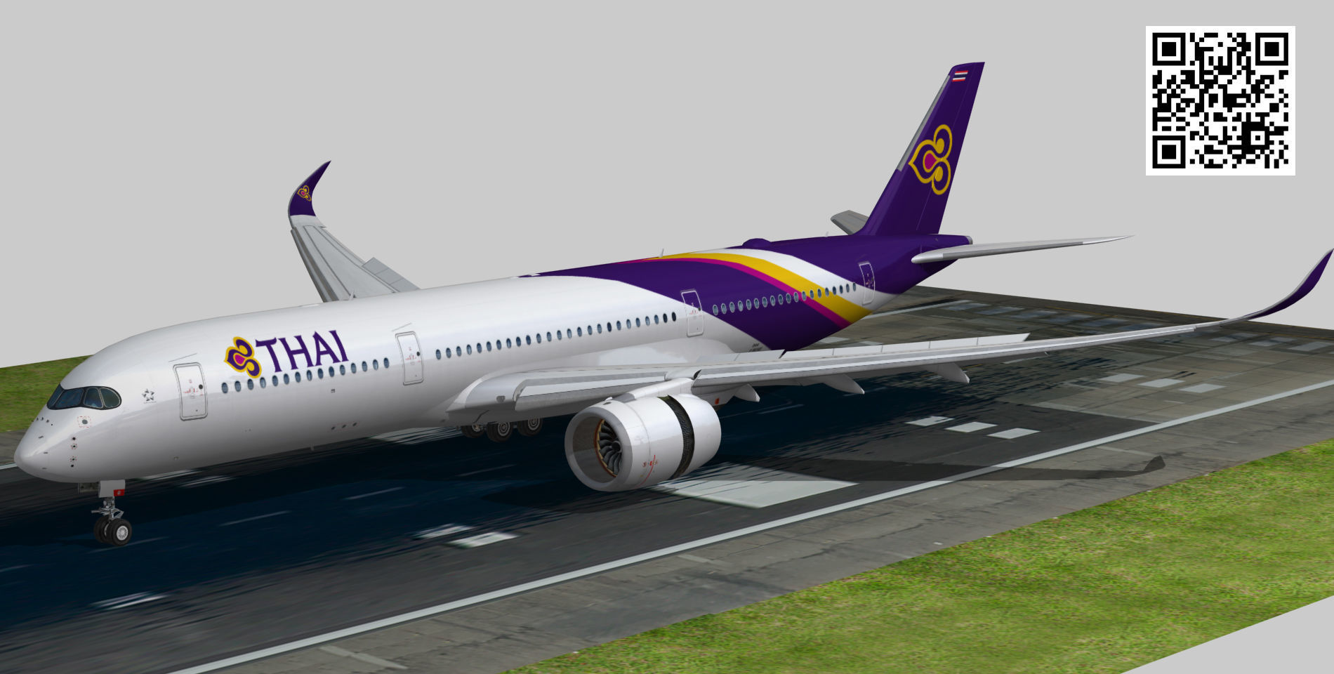 Airbus A350-900 XWB Thai Airways Low-poly 3D model_6