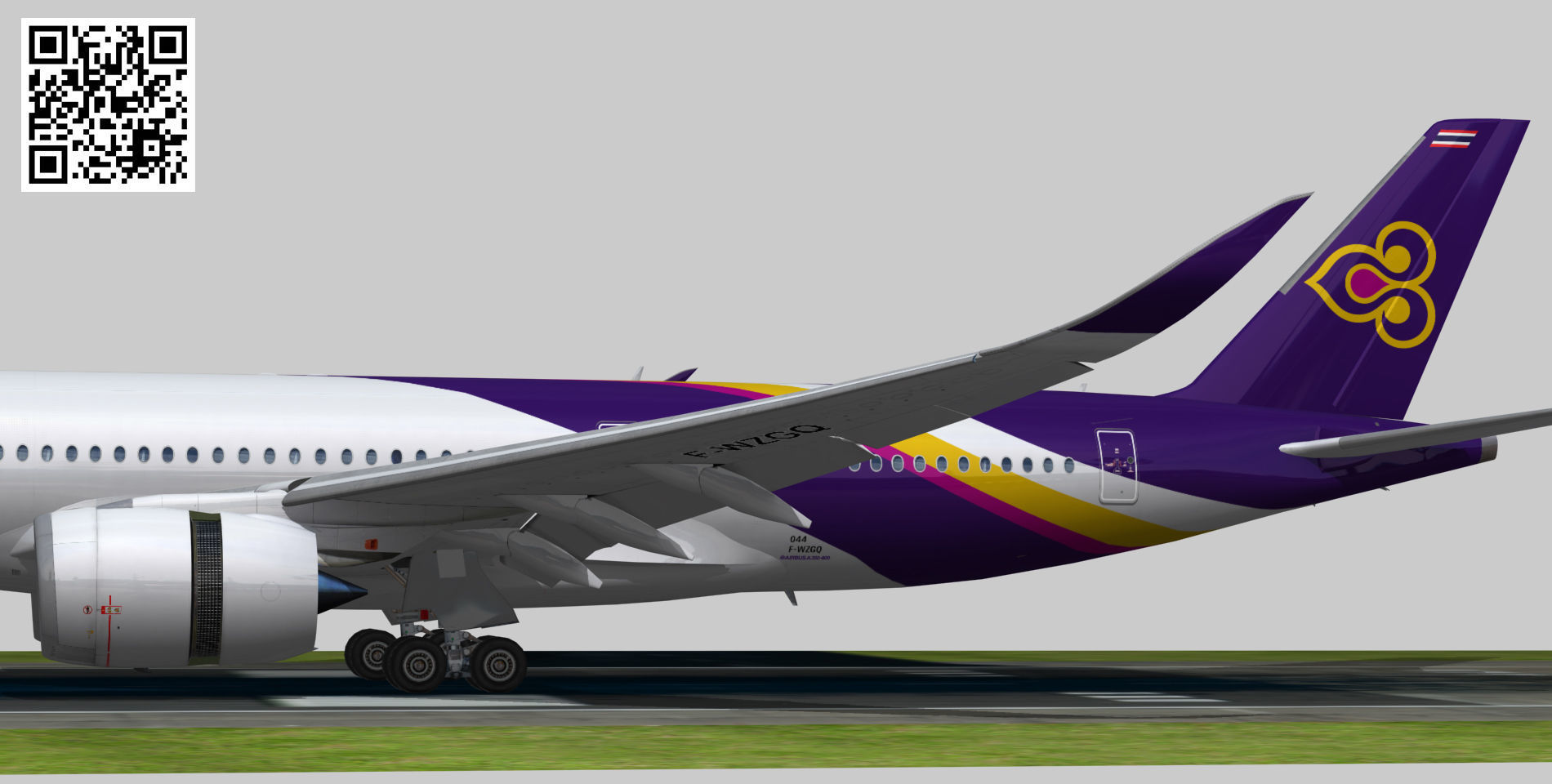 Airbus A350-900 XWB Thai Airways Low-poly 3D model_7