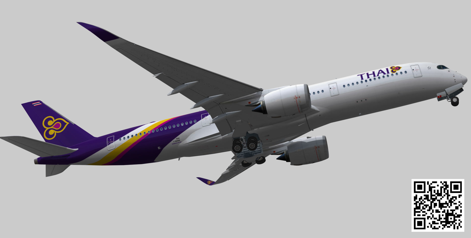 Airbus A350-900 XWB Thai Airways Low-poly 3D model_5