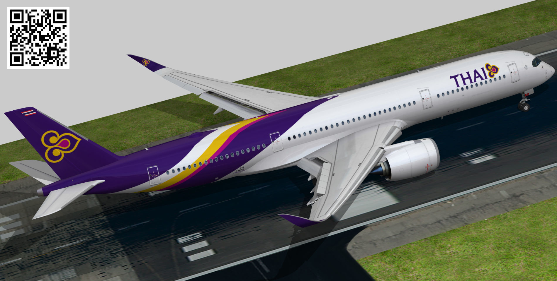 Airbus A350-900 XWB Thai Airways Low-poly 3D model_2