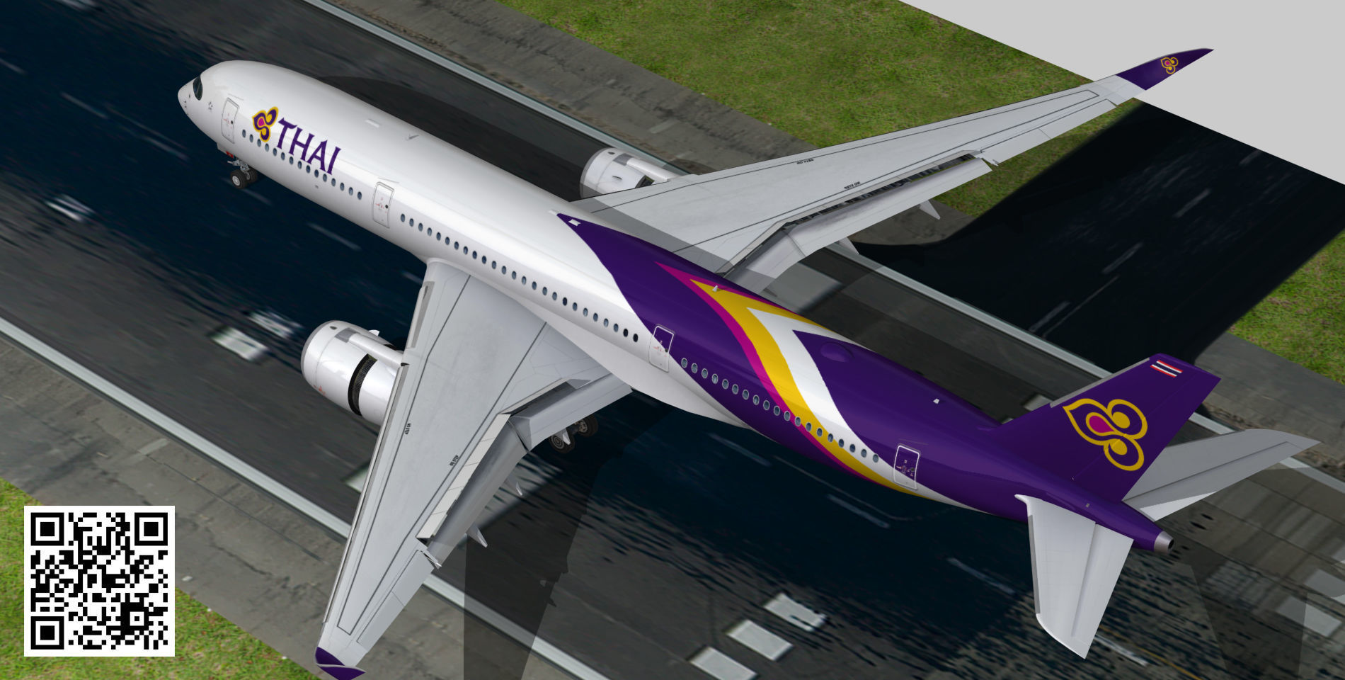 Airbus A350-900 XWB Thai Airways Low-poly 3D model_8