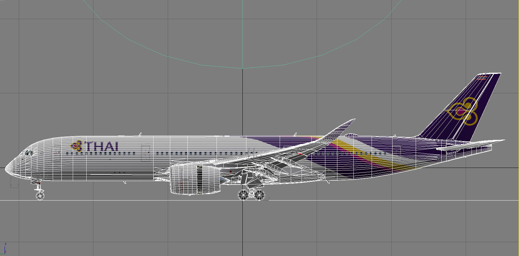 Airbus A350-900 XWB Thai Airways Low-poly 3D model_12