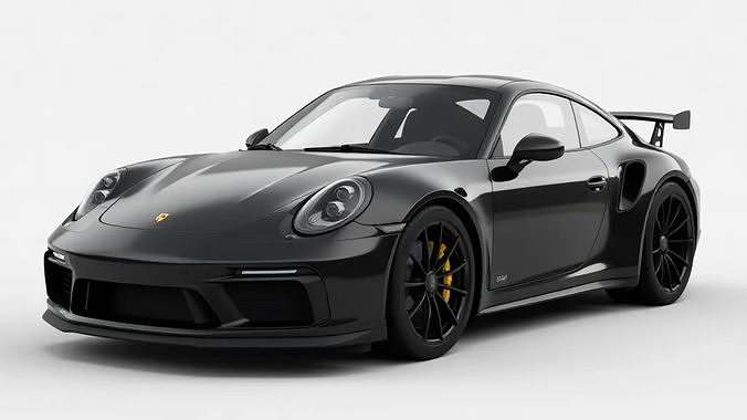 Sleek Black Porsche 911 GT3 Low-poly 3D model