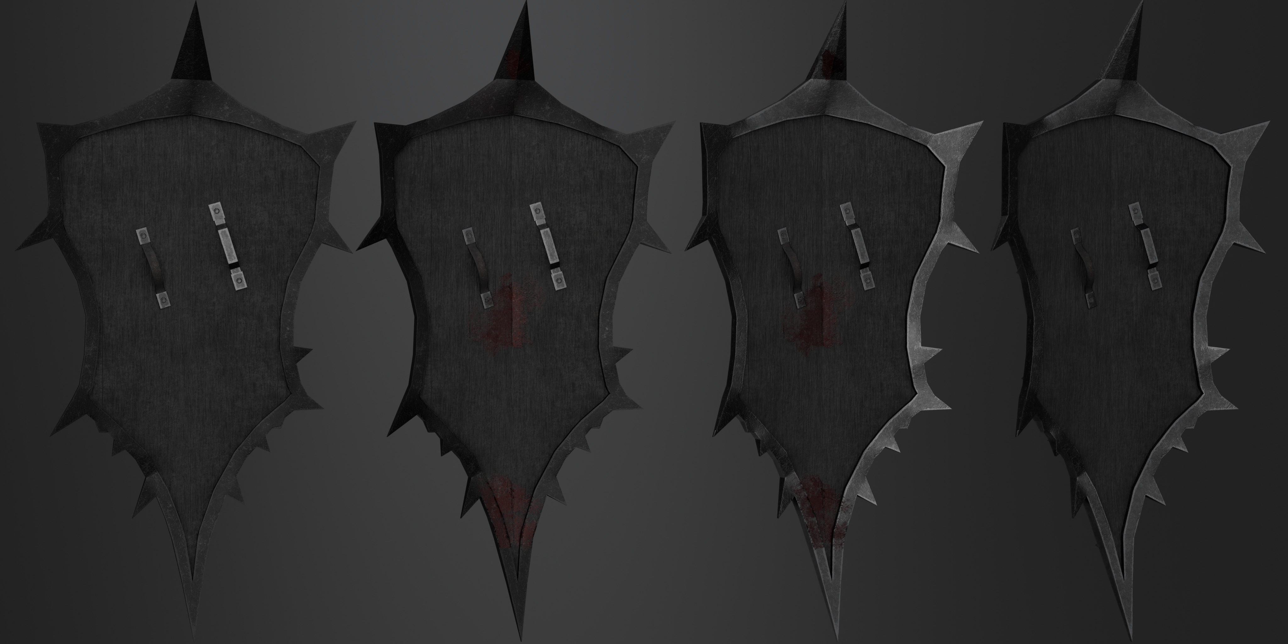 Shield with 4 different textures Low-poly 3D model_11