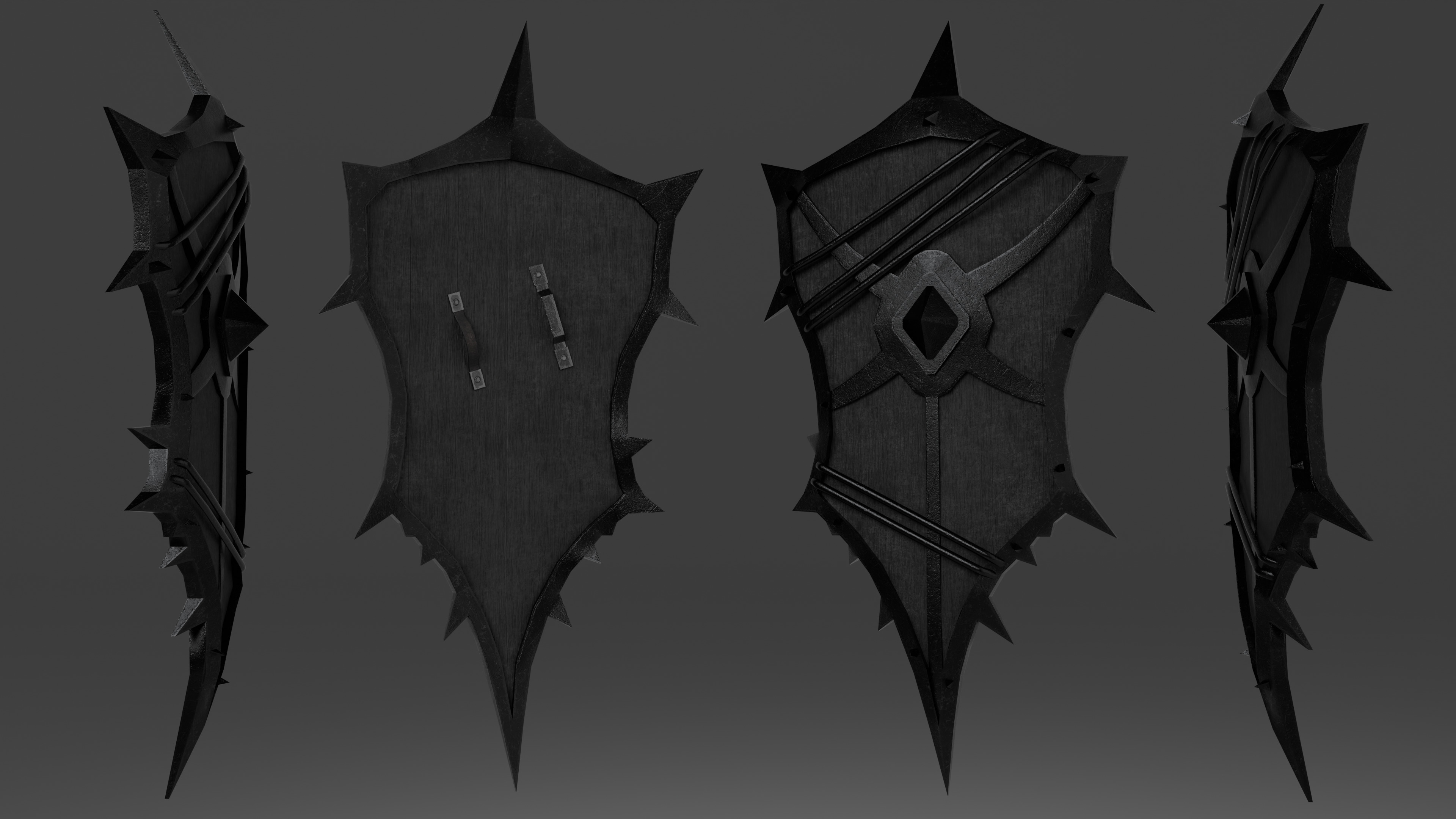 Shield with 4 different textures Low-poly 3D model_3