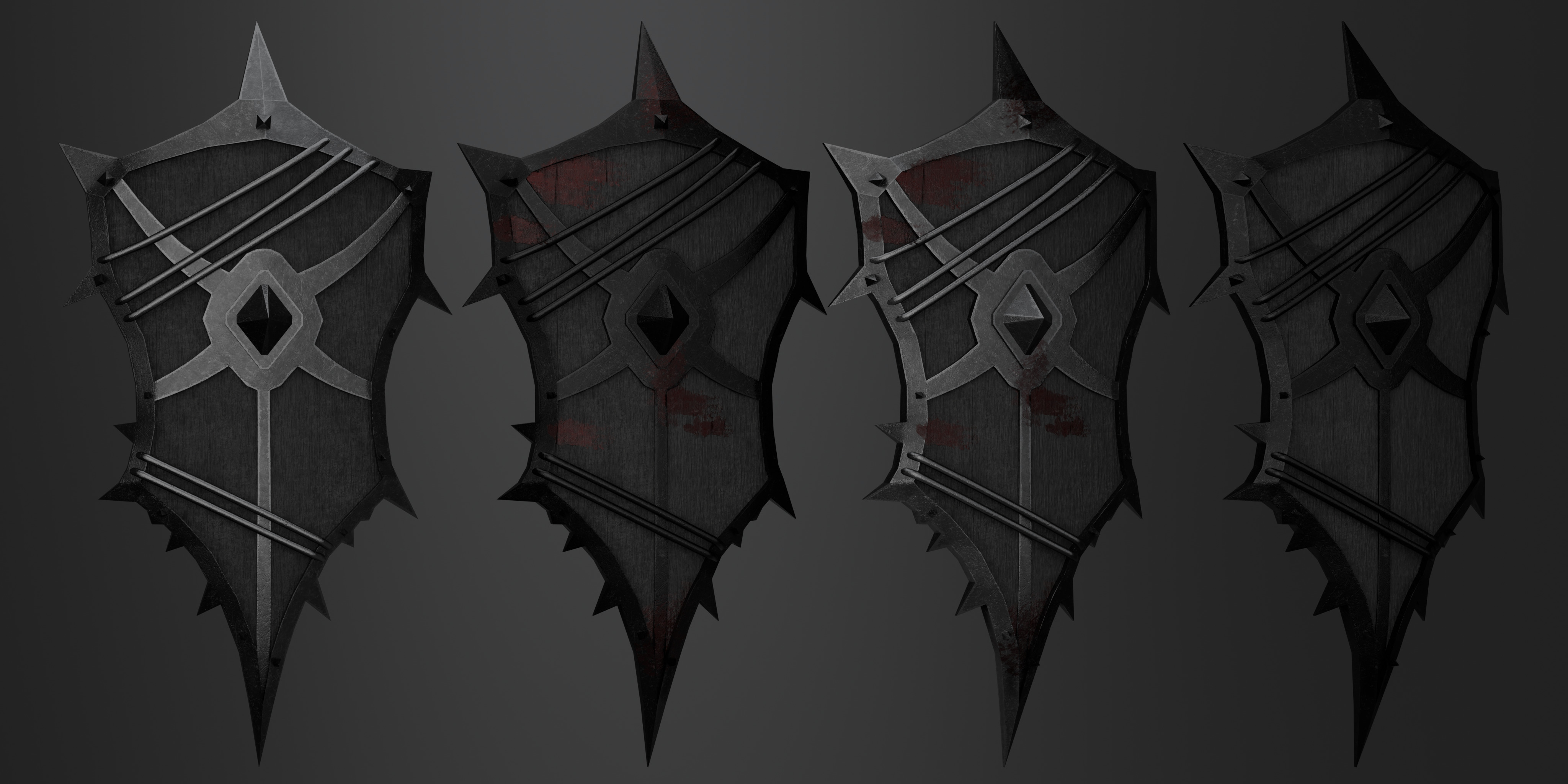 Shield with 4 different textures Low-poly 3D model_7