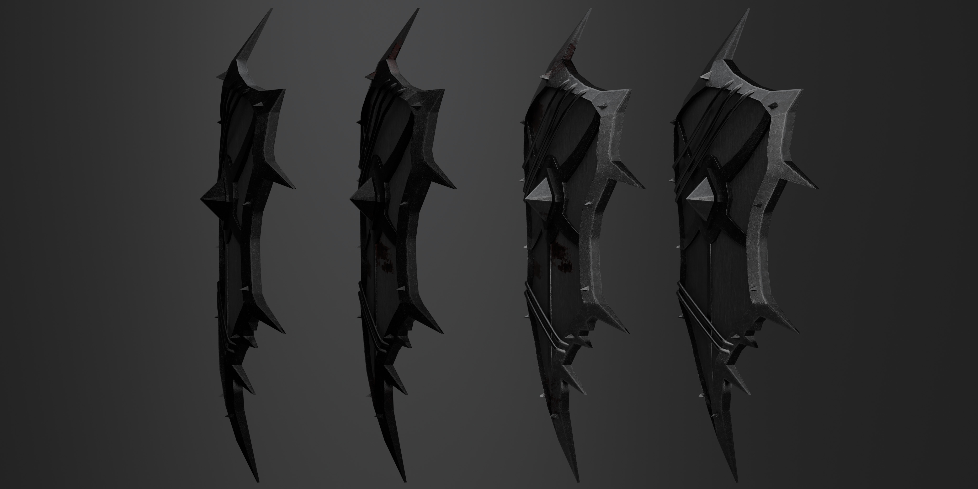 Shield with 4 different textures Low-poly 3D model_12