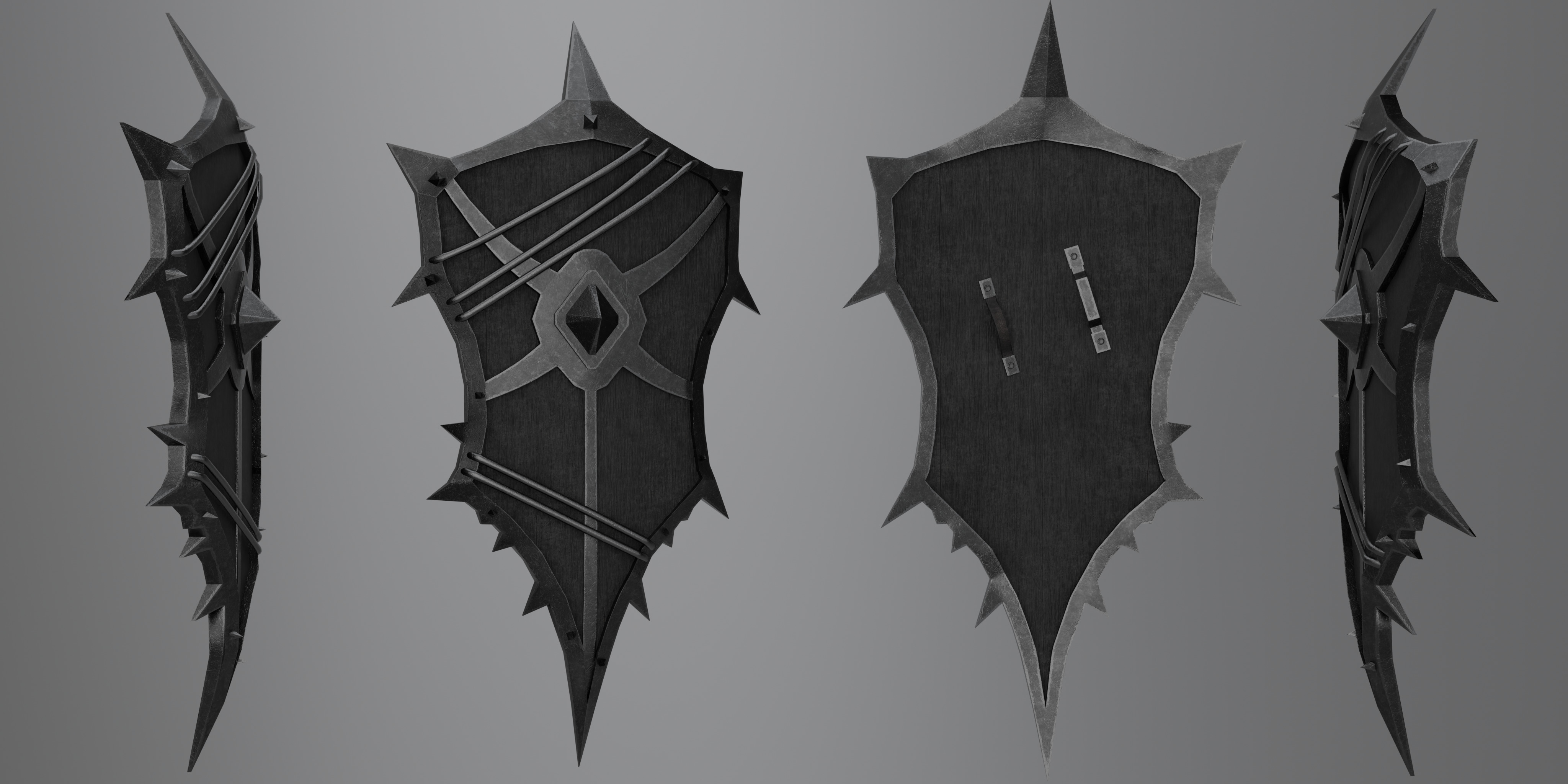 Shield with 4 different textures Low-poly 3D model_16